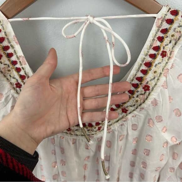 Anthropologie Boho Beaded Tie-Back Knit Blouse NWT Size XS - Picture 8 of 12